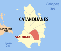 Mapa de Catanduanes con San Miguel resaltado