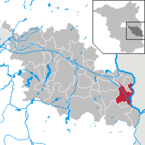 Poziția orașului Eisenhüttenstadt pe harta districtului Oder-Spree