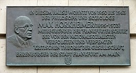 Gedenkplakkaat voor Horkheimer in Frankfurt am Main