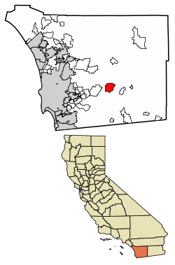 Location of Descanso in San Diego County, California.