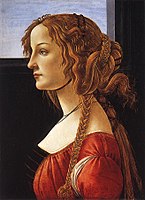 Portret van een jonge vrouw in profiel (ca. 1476) van Botticelli