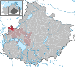 Läget för kommunen Vollrathsruhe i Landkreis Mecklenburgische Seenplatte