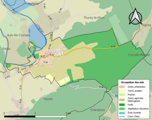 Carte en couleurs présentant l'occupation des sols.