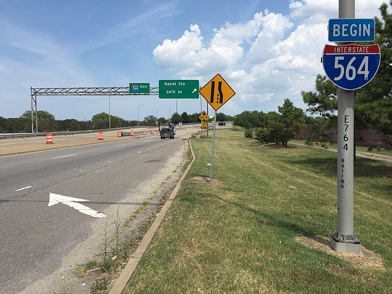 File:2017-07-12 14 24 19 View east at the west end of Interstate 564 (Admiral Taussig Boulevard) in Norfolk, Virginia.jpg