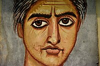 Mummy portrait of a woman from Fayum, Hawara, modern-day Egypt. Encaustic on wood, AD 300–325. British Museum