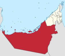 Location of Abu Dhabi in the UAE, with regions