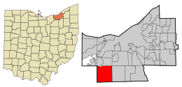 Location in Cuyahoga County and the state of Ohio.