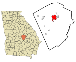 Location in Laurens County and the state of جورجیا ایالتی