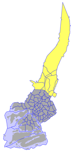 Kaupungin kartta, jossa Maaria-Paattinen korostettuna. Turun suuralueet