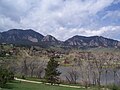 View of Flatirons from Fairview High School in southern Boulder