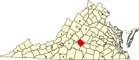 Map of Virdžinija highlighting Appomattox County