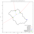 Dynamic internal (blue segment) and external (red ray) rays