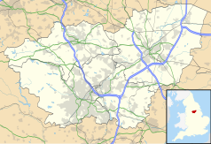 Mapa konturowa South Yorkshire, na dole nieco na lewo znajduje się punkt z opisem „Bramall Lane”