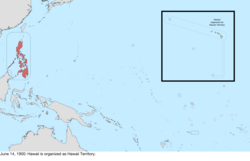 Map of the change to the United States in the Pacific Ocean on June 14, 1900