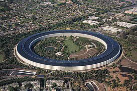 Apple Campus 2 illustration of the large circular building