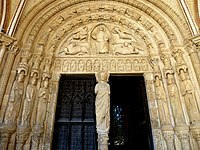 Column-statue and tympanum of the south porch