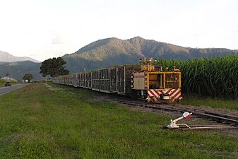 Rear of a cane train near Cairns showing the slave engine.