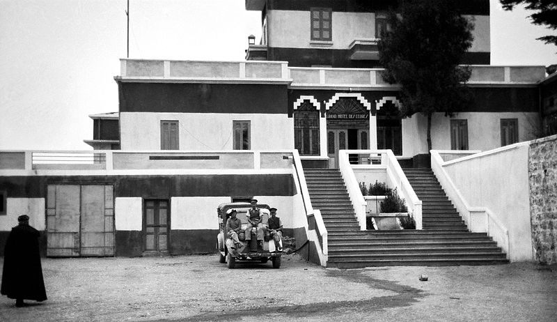 File:Dvr Tom Beazley's mates (l to r) Bill Angwin, Norm Grainger & Bob Elliott on his truck at the Grand Hotel des Cedres, Lebanon (8088548425).jpg