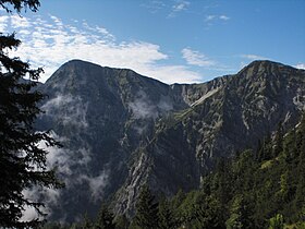 Vue du Demeljoch (à gauche) et du Dürnbergjoch (à droite) depuis le nord.