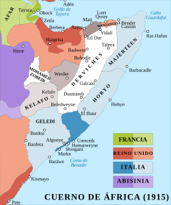 Geledi Sultanate and surrounding areas in 1915, at the south of Somalia