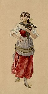 Costume design for La Wally, by Adolfo Hohenstein (restored by Adam Cuerden)