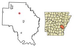 Location of Almyra in Arkansas County, Arkansas.