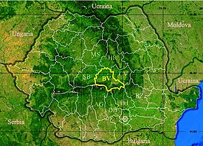 Harta României cu județul Brașov indicat