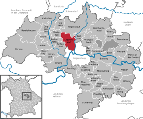 Poziția Lappersdorf pe harta districtului Regensburg