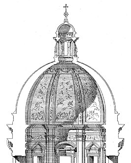 Schematische Schnittzeichnung durch eine Kuppel mit Laterne (Santa Maria Maggiore, Rom)