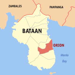 Map of Bataan with Orion highlighted