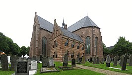 De oostzijde van de Gertrudiskerk in 2014, met in het midden de sacristie.