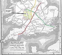 map showing the Roman roads bounding the old Forest of Arden