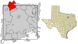 Location in Dallas County and the state of Texas