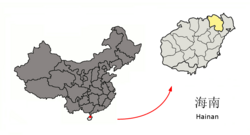 Location o Haikou Ceety jurisdiction in Hainan