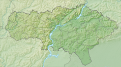 Mapa konturowa obwodu saratowskiego, blisko centrum na prawo znajduje się punkt z opisem „źródło”, natomiast na dole znajduje się punkt z opisem „ujście”