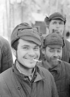 Soviet prisoners of war captured during the Winter War, with issued telogreikas