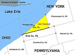 Black line indicates southern border of Erie Triangle within Erie County