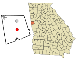 Location in Heard County and the state of Georgia