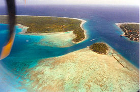 Motu en formation sur les bords de la passe d'Avatoru, sur l'atoll de Rangiroa.