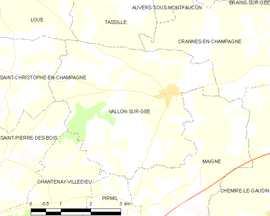 Mapa obce Vallon-sur-Gée