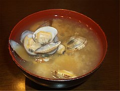 Japanese miso soup with asari clams