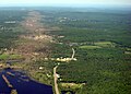 Aerial view path of destruction by 2011 Springfield, Massachusetts, Tornado