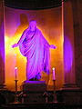 Christ by Bertel Thorvaldsen in special light during youth service