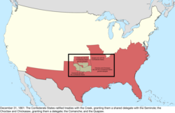 Map of the change to the international disputes involving the United States in central North America on December 31, 1861