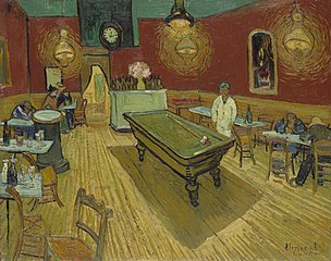 El cafè de nit (1888), de Vincent van Gogh, utilitzava el vermell i el verd per expressar el que Van Gogh anomenava "les terribles passions humanes".