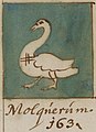 De vlag van Molkwerum in het Wapen- en Vlaggenboek van Gerrit Hesman uit 1708.