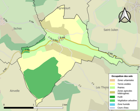 Carte en couleurs présentant l'occupation des sols.