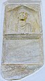 English: Ancient Roman sepulchral stele with inscription and alcove portrait of a soldier on the southern wall Deutsch: Römerzeitliche Grabstele mit Inschrift und Nischenporträt eines Soldaten an der Südwand