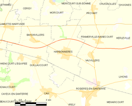 Mapa obce Harbonnières