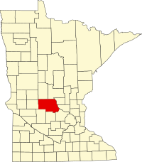 Map of Minesota highlighting Stearns County